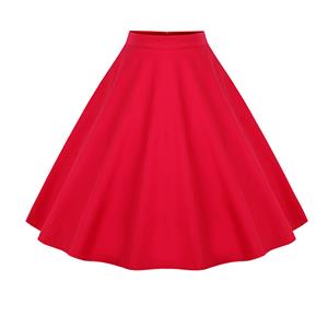 Charming Plain High Waisted Flared Swing Skirt HG11822