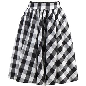 Classic Plaid High Waisted Flared Pleated Skater Skirt HG12183