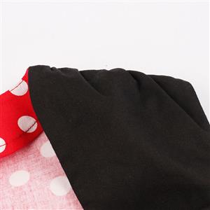Women's Red Vintage Sleeveless Dot Print Plus Size Swing Dress N15581