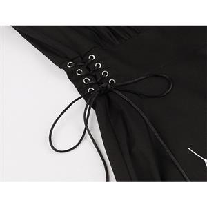 Gothic Black Spider Embroidered Side Lace-up High Waist Midi Dress N19241