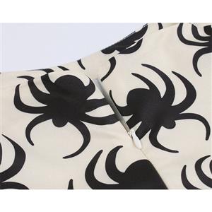 Sexy Spider Pattern Sheer Mesh Web Cape Spaghetti Straps Midi Dress N19237