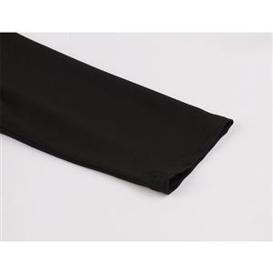 Vintage Black Round Neck 3/4 Sleeve Splice Stripes Print High Waist Swing Dress N20778