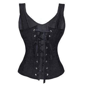 Vintage Strap Jacquard Vest Lacing-up Overbust Corset N18030