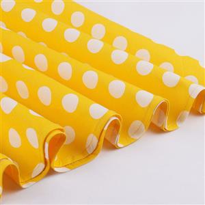 Sexy Yellow Vintage Strappy Polka Dot Printed Swing Summer Day Dress N17097