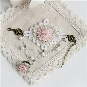 Vintage Style Metal Flower Embroidery Bracelet with Ring J17917