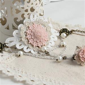 Vintage Style Metal Flower Embroidery Bracelet with Ring J17917