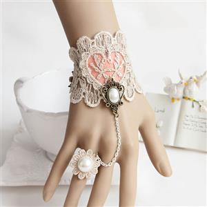 Vintage Style Floral Embroidery Bracelet with Ring J17918