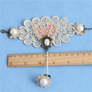 Vintage Style Floral Embroidery Bracelet with Ring J17918