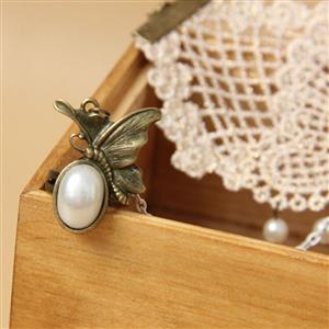 Vintage Style Big Butterfly Pearl Bracelet with Ring J18003