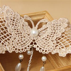 Vintage Style Big Butterfly Pearl Bracelet with Ring J18003