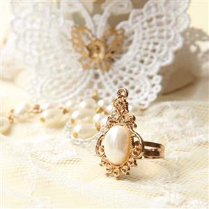 Vintage Style White Butterfly Pearl Bracelet with Ring J18006