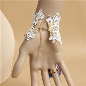 Vintage Style Flower Chain Bracelet with Ring J18001