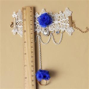 Vintage Style Flower Chain Bracelet with Ring J18001