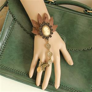 Victorian Vintage Style Bracelet, Vintage Bracelet for Women, Vintage Style Lace Bracelet, Cheap Wristband, Victorian Flower Bracelet, Fashion Bride Bracelet with Ring, #J17842