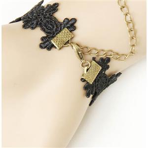 Fashion Vintage Lace Flower Wristband Bracelet Metal Ring J17815