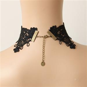 Victorian Princess Black Lace Pendant Choker Necklace J12028