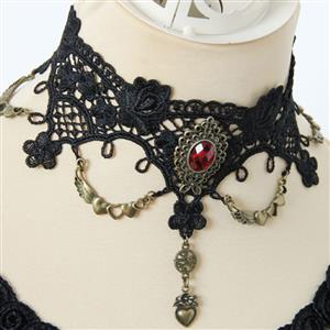 Vintage Gothic Victorian Lace Jewelry Flower Chocker J12030