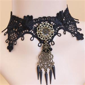 Retro Gothic Lace Metal Flower Chocker J12031