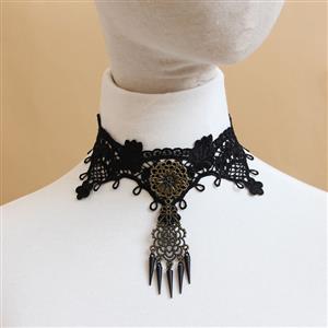 Retro Gothic Lace Metal Flower Chocker J12031