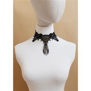 Retro Gothic Lace Metal Flower Chocker J12031