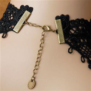 Victorian Black Rose Lace Cameo Choker Necklace J12033