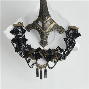 Vintage Gothic Victorian Lace Tassels Chocker Necklace J12060