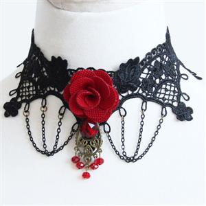 Vintage Style Necklace, Gothic Necklace, Lace Necklace, Cheap Punk Chocker, Victorian Necklace, #J12064