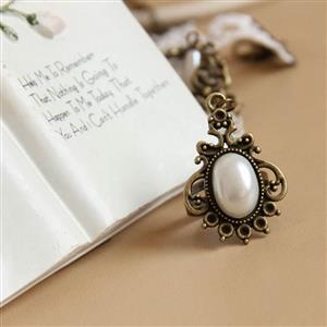 Vintage Lace Pearl Wristband Metal Ring Bracelet J17872