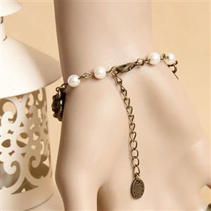 Vintage Embroidery Pearl Bracelet with Metal Ring J17913