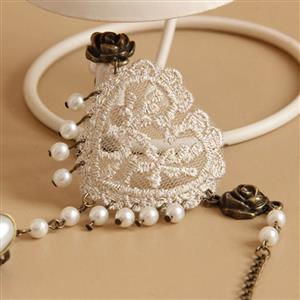 Vintage Embroidery Pearl Bracelet with Metal Ring J17913
