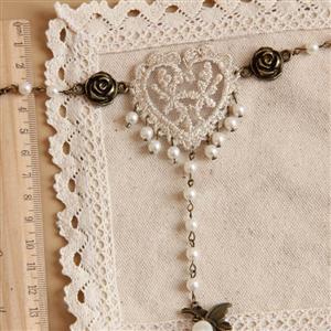 Vintage Embroidery Pearl Bracelet with Metal Ring J17913