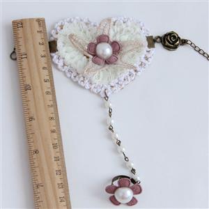 Vintage Style Floral Embroidery Pearl Bracelet with Ring J17921
