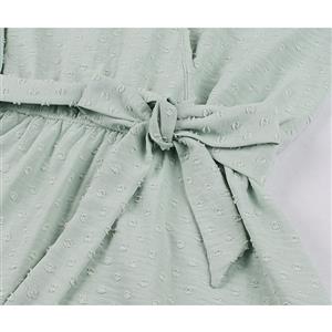 Fashion Surplice Neckline Flutter Sleeve Sash High Waist Ruffle Hem Daily Swing Dress N21859