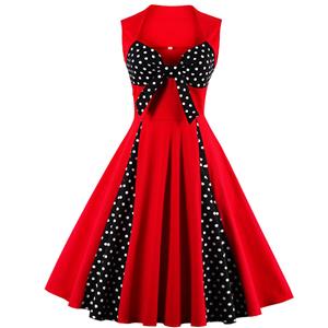 Retro Dresses for Women 1960, Vintage Dresses 1950's, Vintage Dress for Women, Backless Red Dresses for Women, Sexy Summer Halter Dresses for Women, #N12506