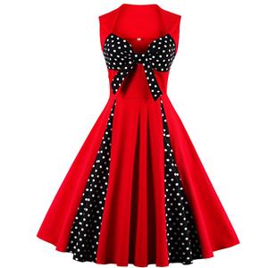 Vintage Red Sweetheart Neck Cocktail Bridesmaid Dress N12758