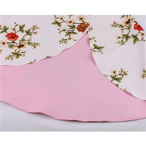 1950s Vintage Sweetheart and Bowknot Bodice Floral Print Straps Cocktail Swing Dress N22051