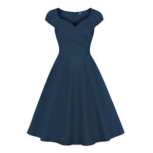 1960s Vintage Sweetheart Neckline Cap Sleeves High Waist Cocktail Party Swing Dress N21707