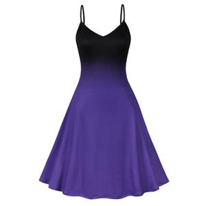 Women's Dress, Sleeveless Dress, Gradient Dress, Black Dress, Purple Dress, Casual Dress, Fashion Dress, Summer Dress, A-line Dress.#N23718
