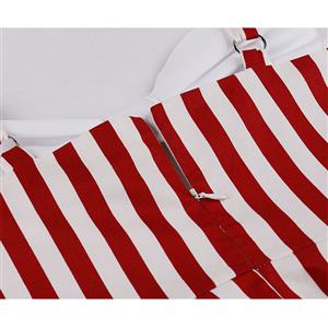 1950s Vintage Striped Sweetheart and Bowknot Bodice Straps Summer Party Swing Dress N22247