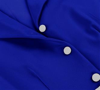 Vintage Royal Blue A-Line Dress with White Belt and Front Buttons - Classic Sleeveless Shift Dress N23821