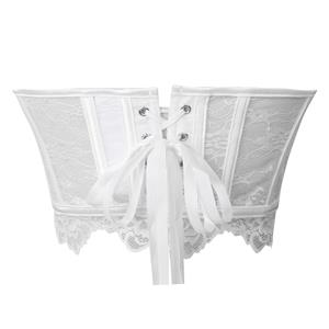 White Lace Corset Bustier with Back Lace - up & Boning N23925