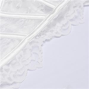 White Lace Corset Bustier with Back Lace - up & Boning N23925