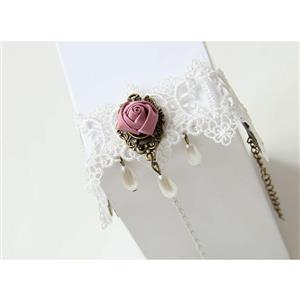 Vintage Wristband Rose Embellishment Bracelet with Ring J18046