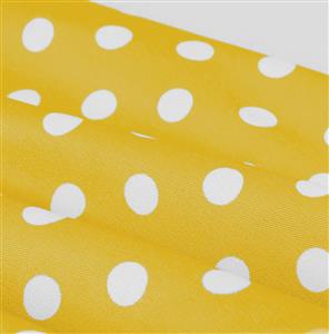 Vintage Yellow Polka Dot Dress with White Lace Trim and Black Buckle Belt - 1950s Style Swing Dress N23826