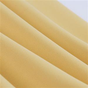 Vintage Yellow Turndown Collar Cap Sleeves High Waist Cocktail Party Swing Dress N22740