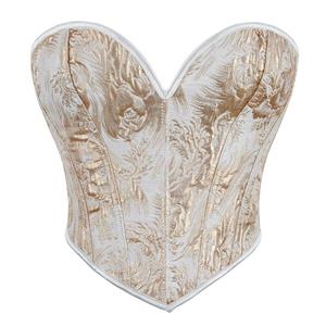 Gold printed corset, bandeau corset, vintage corset, sexy corset, renaissance corset, short corset #N23638
