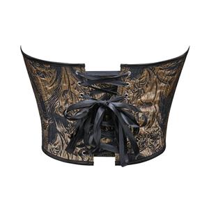 Gold Printed Strapless Women's Strapless Bustier Sexy Body-Shaping Top N23639