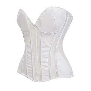 White Boned Corset, Strapless V-Neck Bustier with Back Lace-Up for Waist Shaping N23865