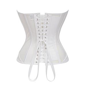 White Boned Corset, Strapless V-Neck Bustier with Back Lace-Up for Waist Shaping N23865