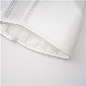 White Boned Corset, Strapless V-Neck Bustier with Back Lace-Up for Waist Shaping N23865
